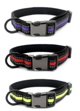 Dog Collar Neoprene Nylon Reflective Adjustable Red Purple Lime S M L