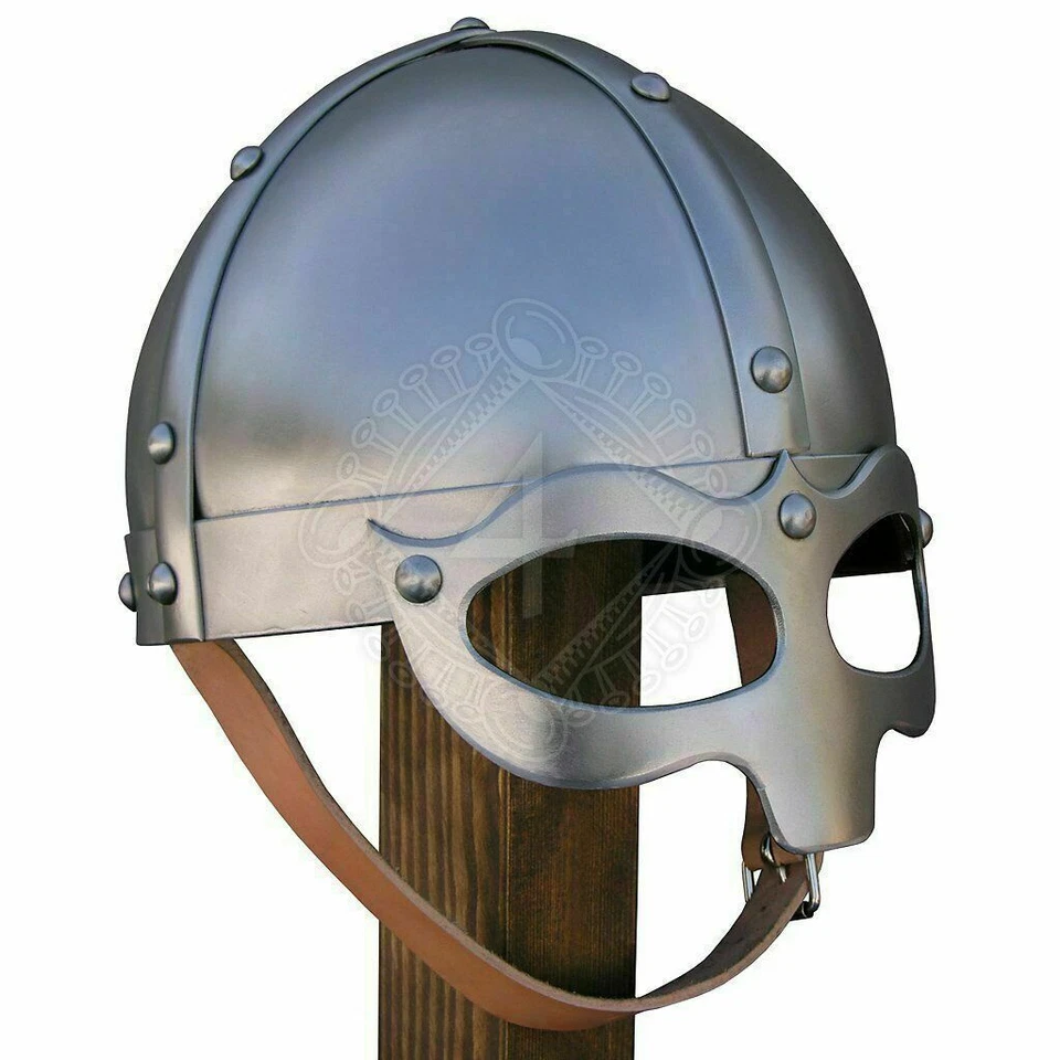 Casco vikingo medieval Larp recreación batalla guerrero caballero casco de acero Foto 2 de 4