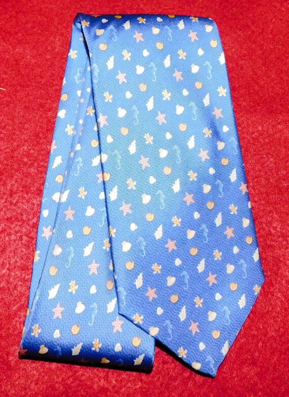 PIERRE CARDIN LIGHT BLUE/WHITE/PINK SEA LIFE MOTIF TIE - TIES - DESIGNER TIES. - Image 2 of 3