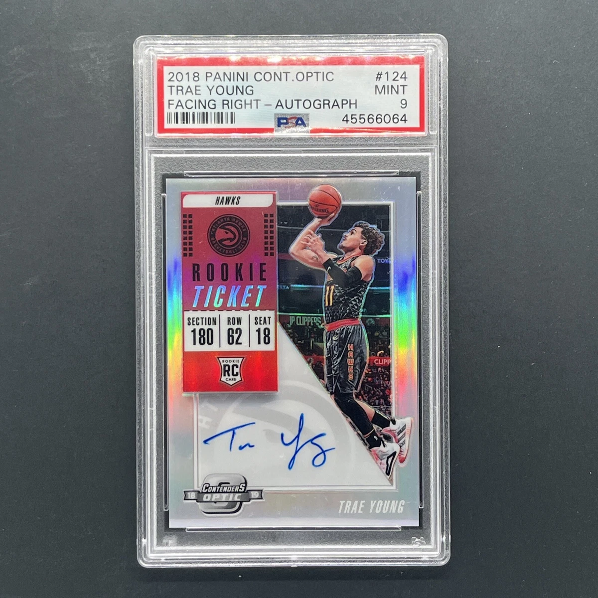 2018-19 Noir トレイ ヤング RC 直筆サインカード Auto NBA 2018-19 CONTENDERS OPTIC AUTO RC TRAE YOUNG HAWKS PSA9