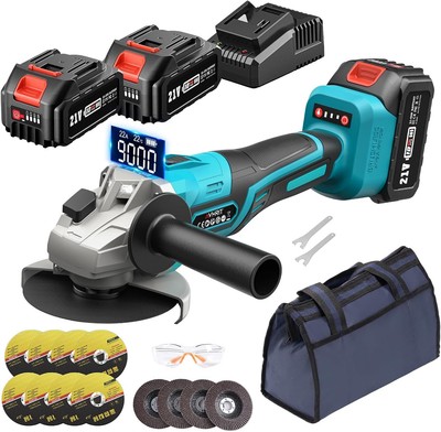 4-1/2'' Angle Grinder 21V Brushless Motor, 3-Speed Ideal for Metal & Wood Work
