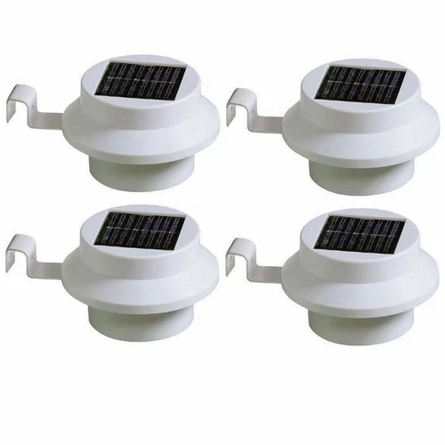 WHITE/BLACK LED SOLAR POWER GARDEN SOLAR LIGHTS GUTTER  WALL OUTDOOR LIGHTING - Picture 3 of 5