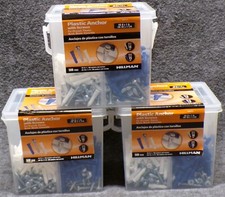 Lot Of 3 Hillman Plastic Anchors W Screws 500 Pcs Each 2 Sizes 6-8 8-10