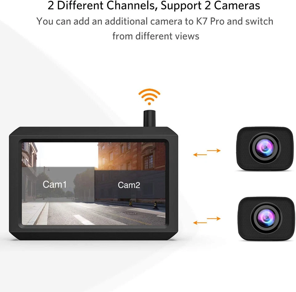 Digital Kabellos Rückfahrkamera Funk 5" HD Monitor mit 2 Rückseiten Kameras IP68 - Bild 2 von 4