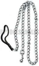 4.0mm x 72" H-D Chrome Chain Dog Pet Leash w/ Black Leather Strap Strong Holding