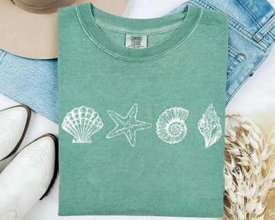 Sea Shell Comfort Tee Ocean Beach Shirt Coastal Vacation Gift
