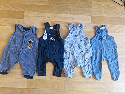 dopodopo Baby Strampler Einteiler Set 4-teilig Gr. 56 Tiere Fleece Baumwolle
