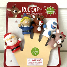 Rudolph the Red Nosed Reindeer Santa Finger Puppets Set- 5pc Christmas Toys