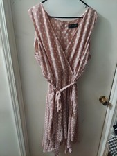DN Design Pink Polkadot Sleeveless Belted Hi-Lo Dress Plus Size 22W