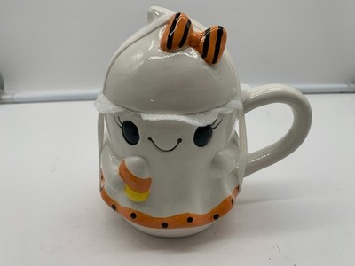 Jack O Lantern Ceramic 18oz Mrs. Candy Corn Ghost Coffee Mug AA02B33036