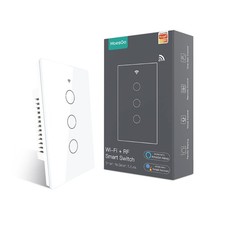 Interruptor de luz de pared inteligente MoesGo WiFi, panel de vidrio, control múltiple (3 vías), 2,4 GHz