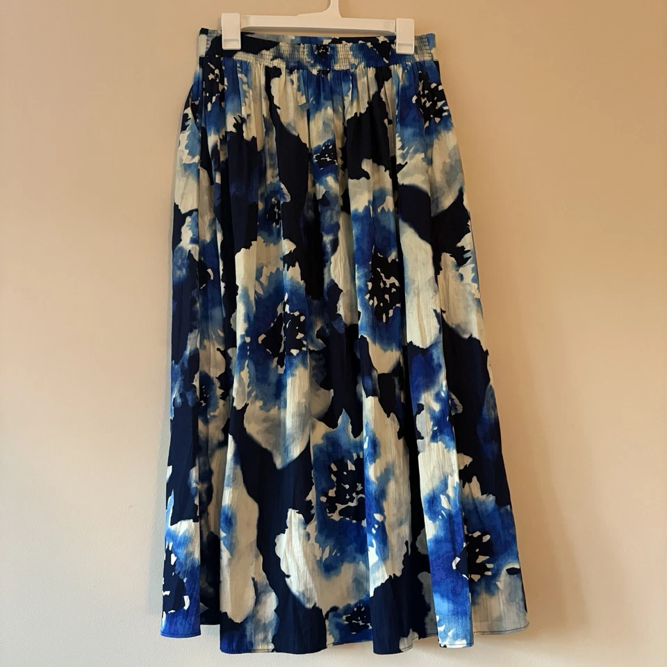 Falda midi Simply Vera Wang azul floral línea A para mujer talla M’s Foto 2 de 4