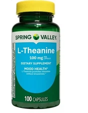 Spring Valley L-Theanine Capsules Dietary Supplement 100 mg 100 Count