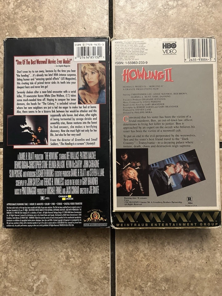The Howling I & II VHS, 2 Tape Lot, 80’s Horror, Werewolf, Rare Oop - Image 2 of 3