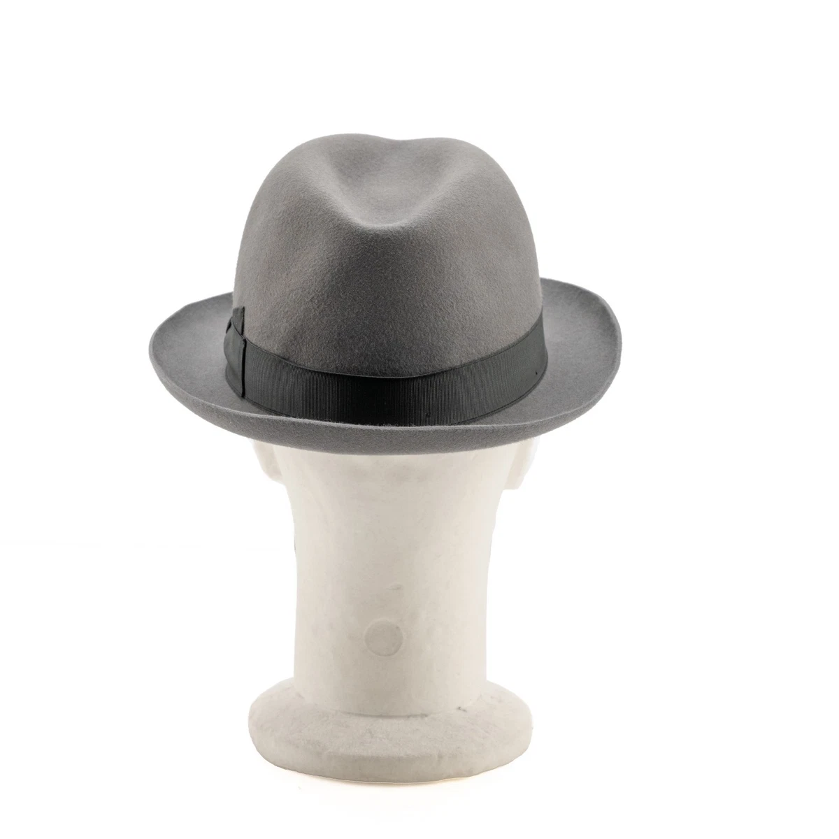 $475 BORSALINO Sombrero Fedora Gris Fieltro Alessandria + Cuero Hecho a Mano en Italia Talla L