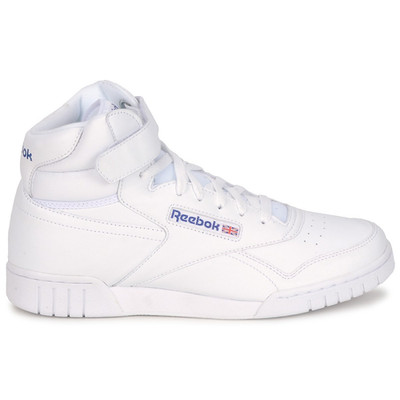 Reebok EX 0 FIT HI Herren Leder Schuhe Turnschuhe UK Größe 7-13 weiß-blau