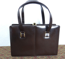 Vintage DOFAN France Shoulder Handbag Brown Patent Leather