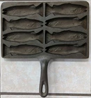 Rare Vintage Lodge Cast Iron  For Eddie Bauer Fish/ Salmon/ Trout Corn Stick Pan