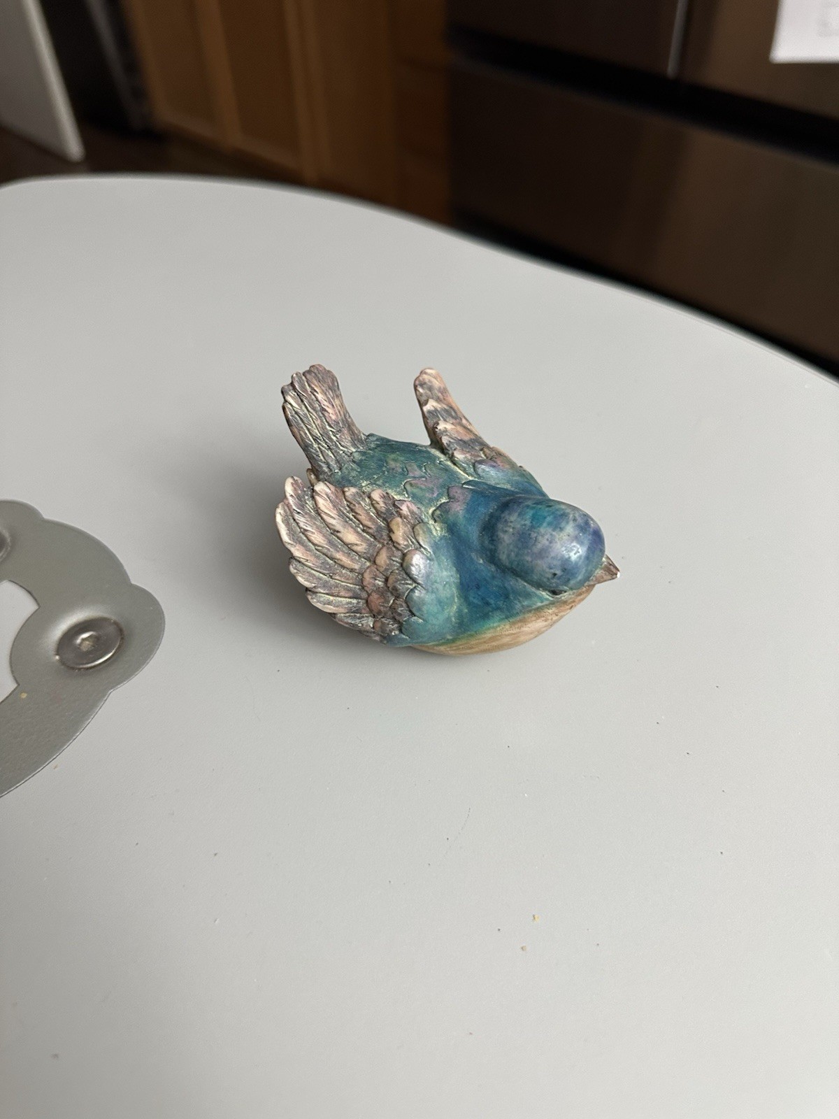 Matte Ceramic Blue Beige Gray Bird Figurine Animal Sculpture for Any Room
