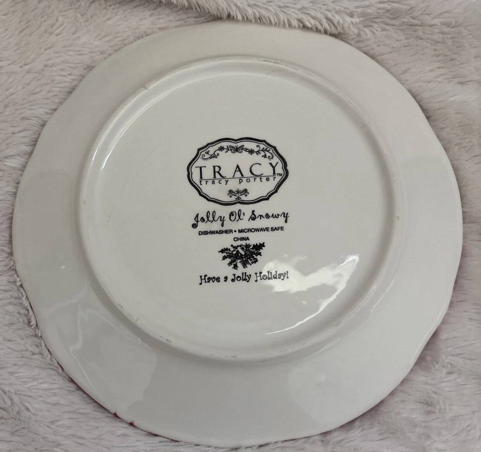 Juego de 2 platos de postre/ensalada nevados vintage Tracy Porter Jolly Ol' Foto 3 de 4