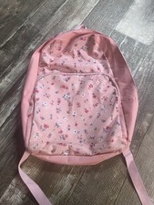 Pink Floral Girls Polyester Backpack Zip Closure Adjustable Shoulder Straps