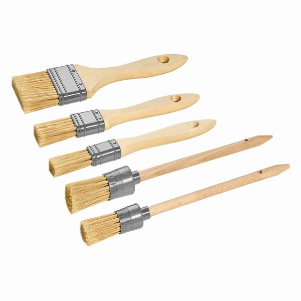 Pinsel Set Flachpinsel Rundpinsel Eckenpinsel Lackpinsel Malerpinsel 5 Teilig-image