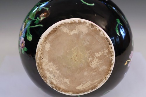 Ancien vase double gourde famille noire en faïence française - Photo 6/13