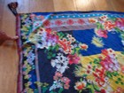 Johnny Was Silk Tasseled Scarf Blue/Yellow Multi Square 42 x 42 Tassels Used — photo 4