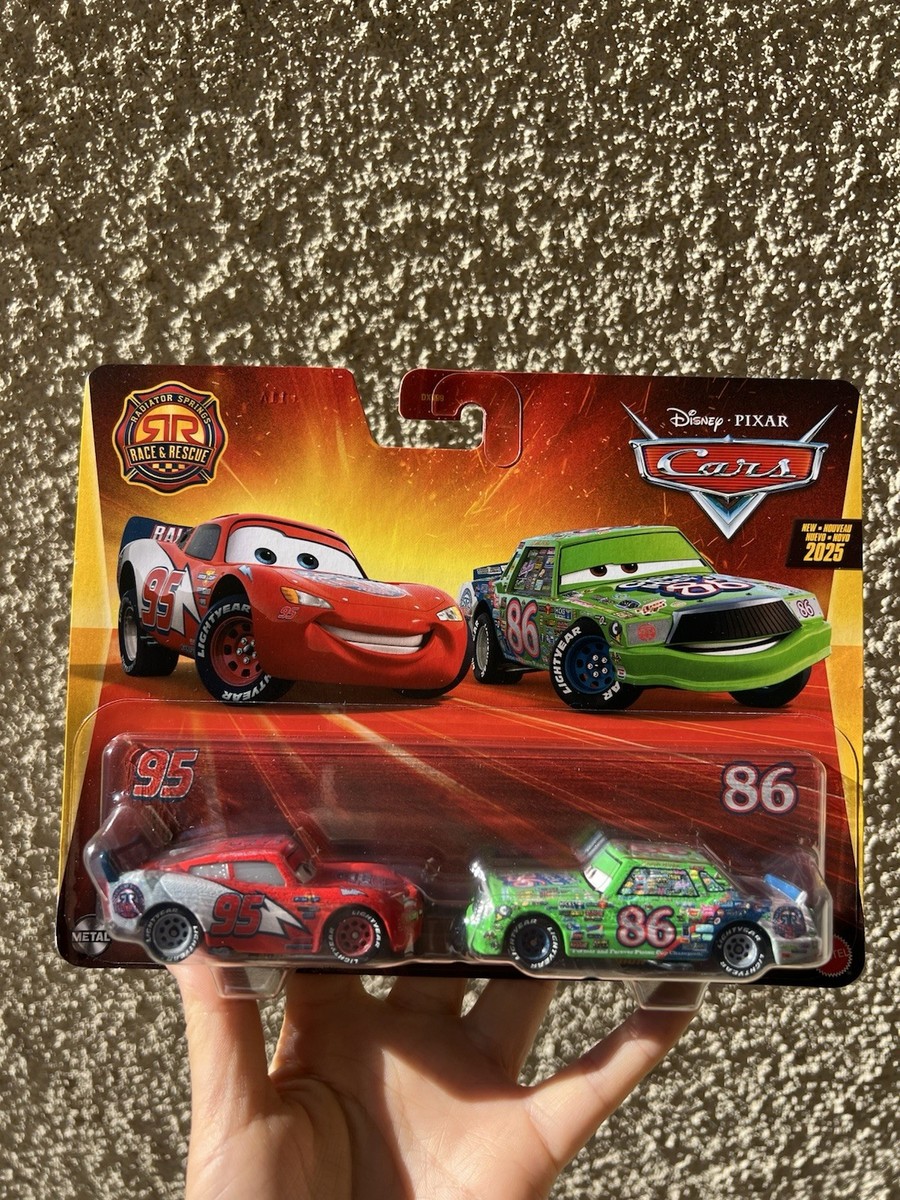 2025 Disney Pixar Cars Race & Rescue FLASH MCQUEEN and CHICK HICKS
