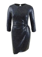 Xscape Women's Sequin Twist-Knot Dress (6, BlackNavy) 191837190535