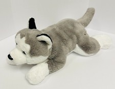 FAO Shwarz Adopt-A-Pet Gray  White Husky 15" Bean Bag Stuffed Animal Plush 2020