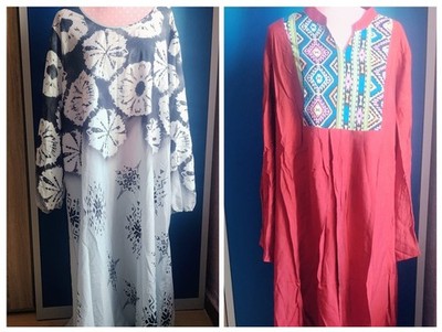 2x Plus Size Große Größen Maxikleid Kleid Maxi Freizeit Gr. 4XL 50/52 NEU Curvy