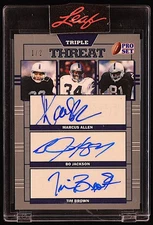 Marcus Allen/Bo Jackson/Tim Brown 2021 Leaf Pro Set Sports Triple Threat Aut 1/2
