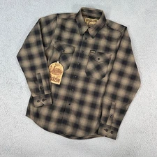 Dixxon Flannel Shirt Mens XS Brown Black Button Snap Parker Flannel NEW