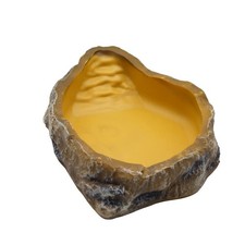 Resin Reptile Rock Food Feeder Bowl for Leopard Gecko Lizard Spider Yellow