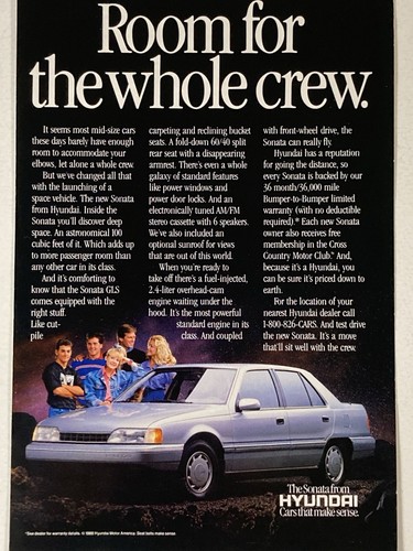 1989 Hyundai Sonata Print Ad Room Crew