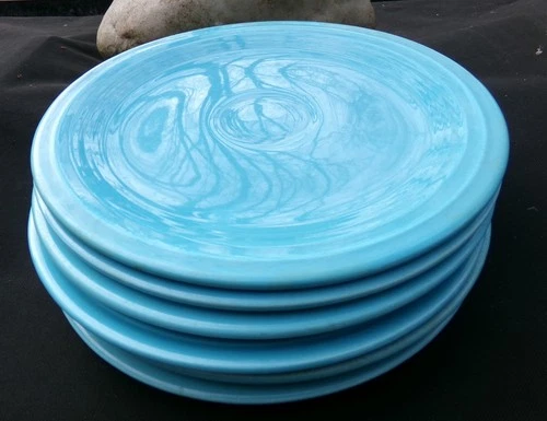 Set Of 6 Early Vintage Fiestaware Turquoise Dinner Plate 9.5 Inch Fiesta HLC