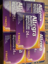 5x PACK  As Is  Allegra Non-Drowsy HCl 180 mg Allergy Relief Tablets 5 Count