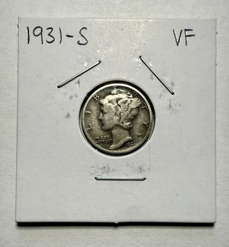 1931-S Mercury Dime 10C SILVER - Very Fine (VF)