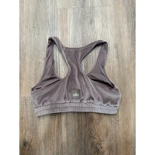 ALO Yoga Lavender Velvet Crop Top Racerback Bra Womens Small Gym Sporty