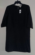 NWT Gap 2 Black Shift Dress 3/4 Sleeve Stretch Career Cocktail Back Zipper Y2K