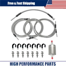 SS Braided Fuel Line Quick Fix Kit For 1999-03 Silverado Sierra V8 Gas Ext Cab