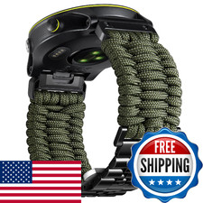 BINLUN Compatible with Garmin Watch Band 22mm 26mm Braided 550 Paracord Stainles