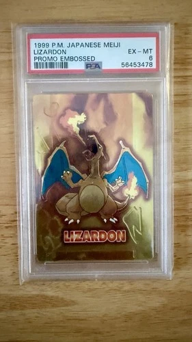 Pokémon 1999 Japanese Meiji Promo Lizardon Charizard Embossed PSA 6 EX MT