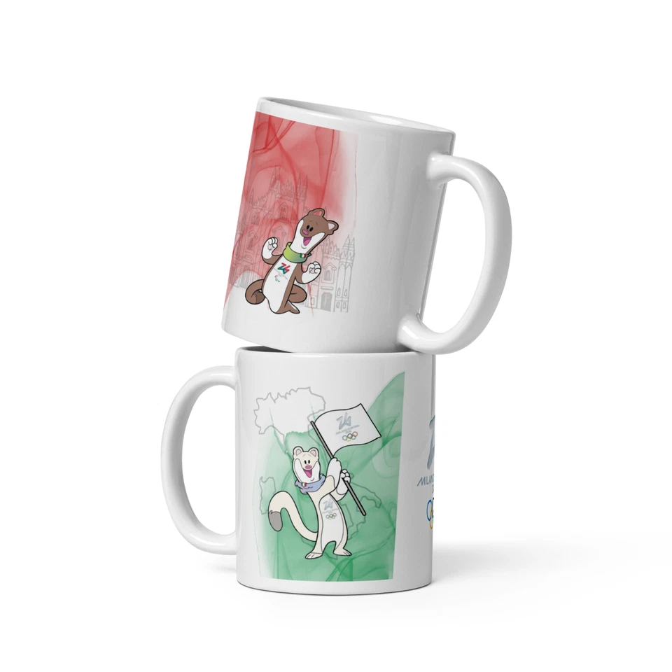 Taza Milano Cortina 2026 11 oz y posavasos Milo mascotas olímpicas antideslizante idea de regalo Foto 2 de 3