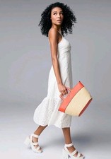 Simply Vera Vera Wang Womens S White Eyelet Midi Dress Twist Front Boho Bridal L