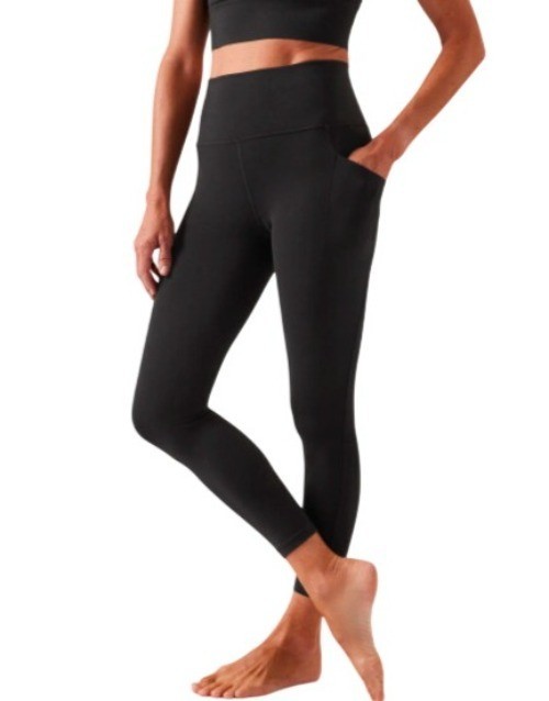 Athleta Women's Small Petite Salutation Stash Pocket II Tight Black Leggings