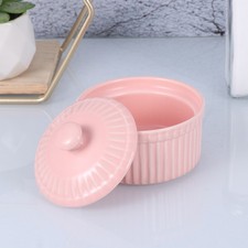 Desert Cups with Lids Small Dessert Bowls Baking Dish Pink Ceramic