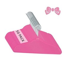 Kids Velvet Hangers  Slim  Non-Slip Design  Space Saving  50 Pack Pink