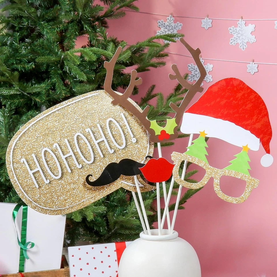 Fiesta de Navidad Big Dot of Happiness - Accesorios para cabina de fotos rojo, dorado, naranja  Foto 4 de 4